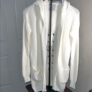 Elegant Cream Hooded Cardigan